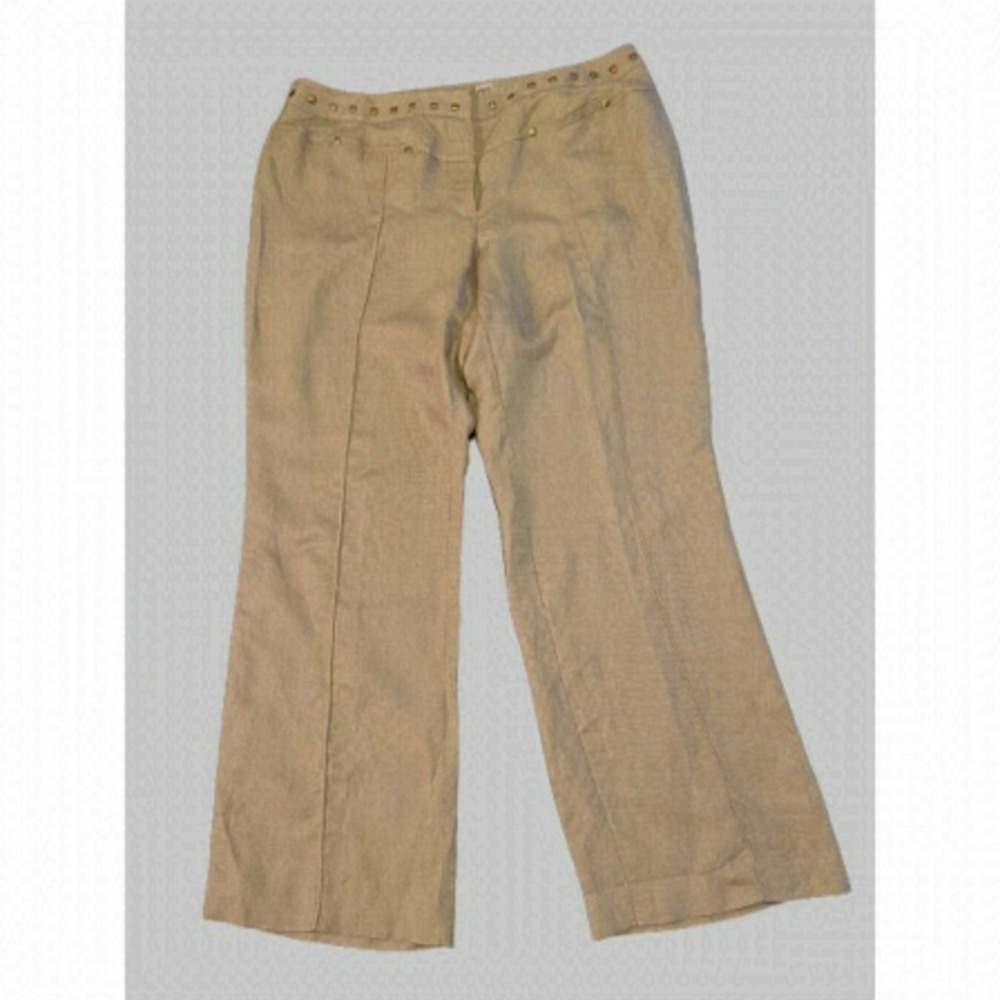 Peter Nygard Women's Olive Green Linen Blend Wide Leg Pants Size 18